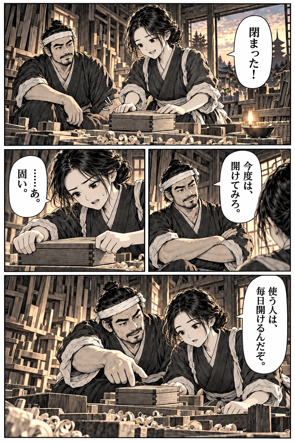 The lid closes, but is too tight to open. Jin asks Sayo to think about its owner.