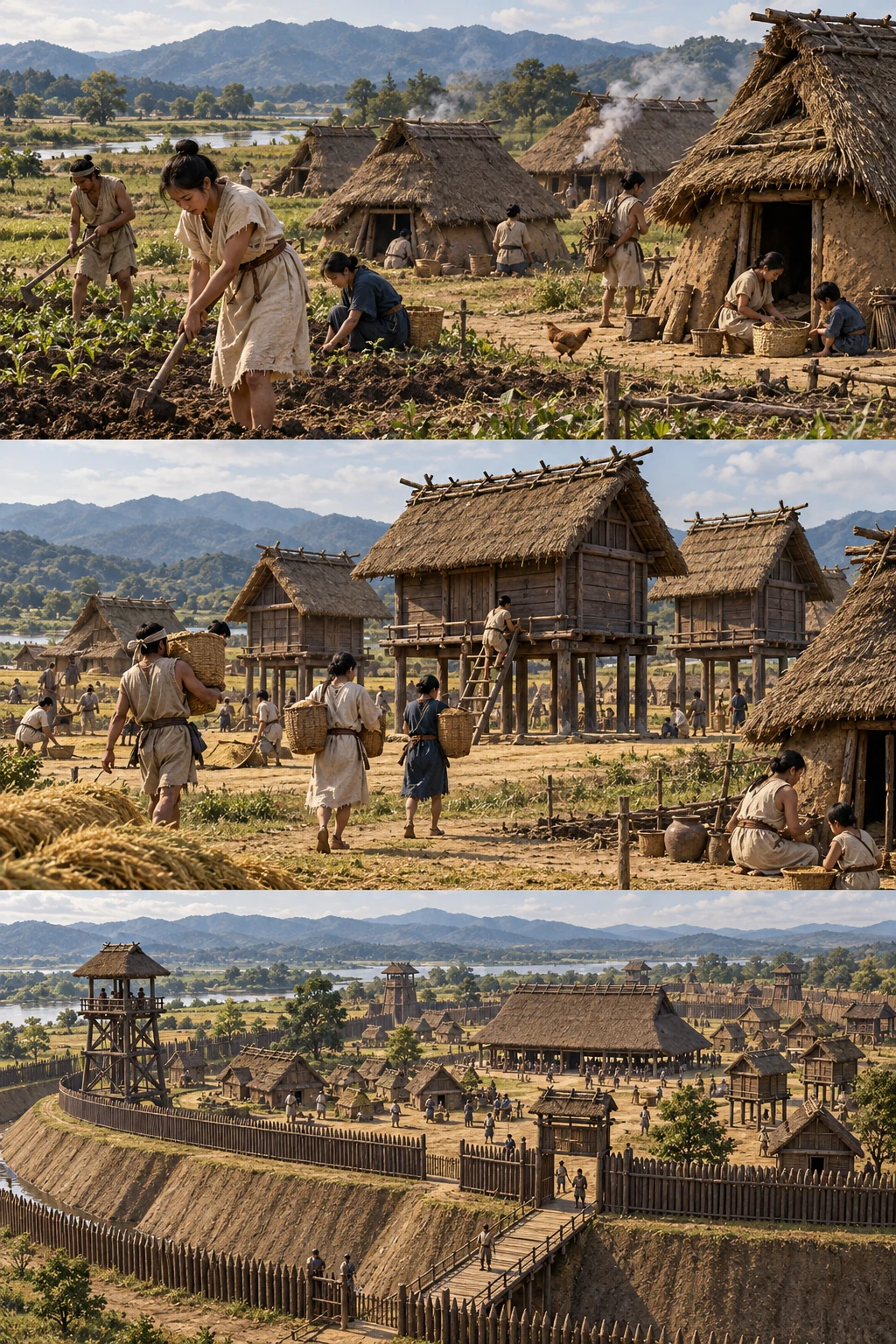 A small settlement of pit dwellings, distinct from the later large centre.